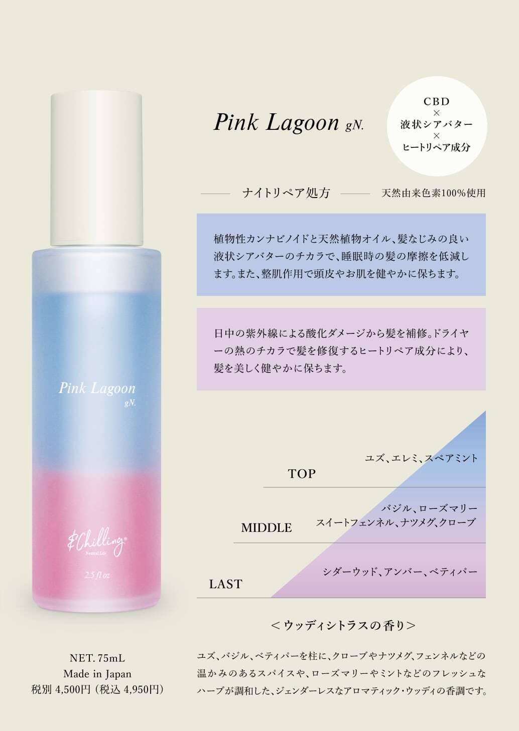 アンドチリング(&Chilling) CBDパフュームトリートメント ピンクラグーンgN. 夜用