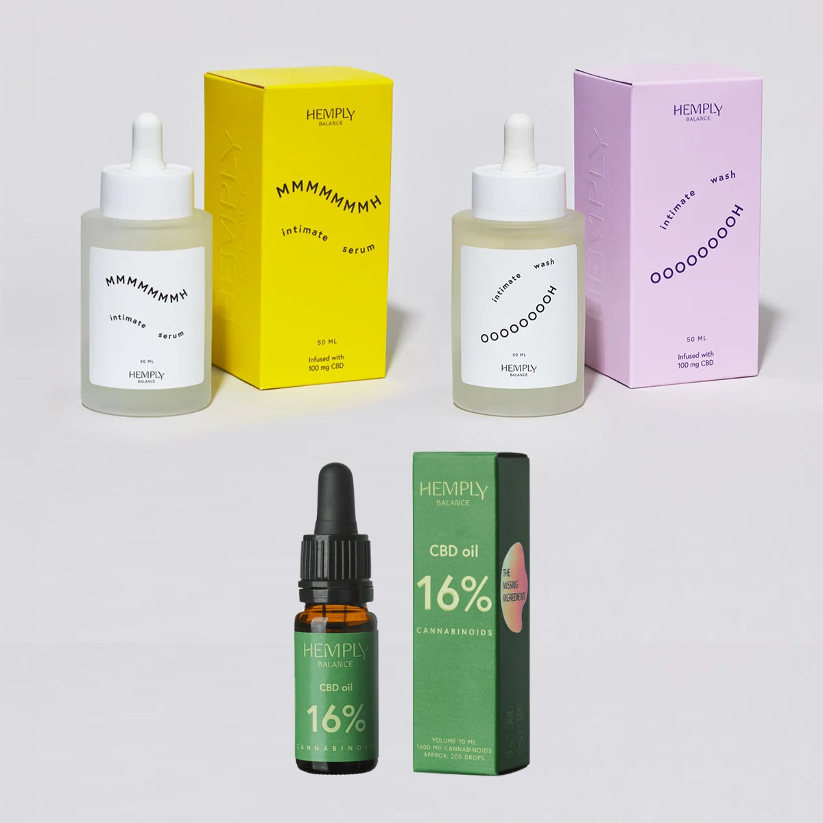 【お得なセット割】Hemply Balance CBDインナーバランスセット インティメイトウォッシュ/インティメイトセラム/プレミアムCBDオイル16%